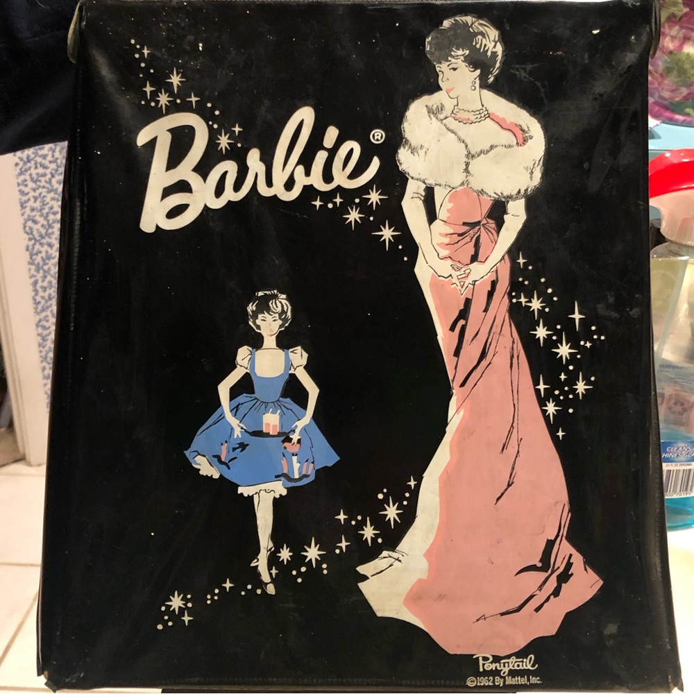 Barbie 1962 Vintage Doll Case/Closet Black Mattel Enchanted Evening Ponytail